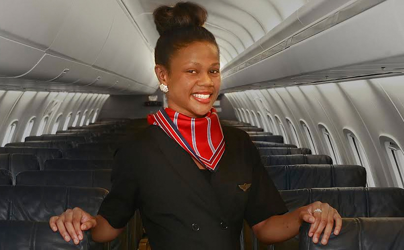 smiling flight attendant